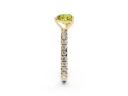 Fancy Yellow Heart Cut Diamond Pavé Solitaire Ring Set in Yellow gold with Round Band and Prong Setting
