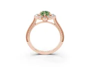 Marquise Scalloped Halo Engagement Ring Setting for a Fancy Green Lab-Grown Diamond | Milgrain Edges | Rose Gold