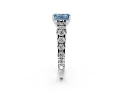 Emerald Cut Graduated Cathedral Engagement Ring Setting for a Fancy Blue Lab-Grown Diamond | Side Stones | Platinum