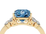 Princess Cut Petal Engagement Ring Setting for a Fancy Blue Lab-Grown Diamond | Yellow Gold