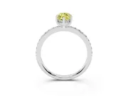 Fancy Yellow Marquise Cut Diamond Pavé Band Ring Set in White gold with Prong-Set Center Stone