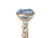 Asscher Cut Graduated Solitaire Engagement Ring Setting for a Fancy Blue Lab-Grown Diamond | Yellow Gold