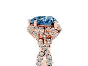 Heart-Shaped Milgrain Halo Engagement Ring Setting for a Fancy Blue Lab-Grown Diamond | Graduated Shoulders | Rose Gold
