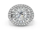 Round Double Halo Split Shank Engagement Ring Setting | Multi-Row Pavé | Platinum