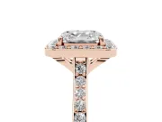 Asscher Cut Pavé Halo Engagement Ring Setting | Rose Gold