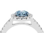 Oval Halo Engagement Ring Setting for a Fancy Blue Lab-Grown Diamond | Single Row Pavé Band | Sterling Silver