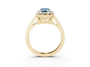 Emerald Cut Floral Halo Engagement Ring Setting for a Fancy Blue Lab-Grown Diamond | Large Round Accents | Yellow Gold