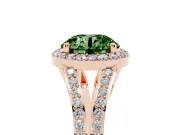 Round Halo Engagement Ring Setting for a Fancy Green Lab-Grown Diamond | Pave Split Shank | Rose Gold