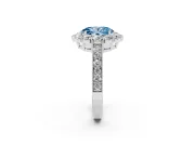 Oval Vintage Halo Engagement Ring Setting for a Fancy Blue Lab-Grown Diamond | White Gold