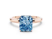 Radiant Cut Engagement Ring Setting for a Fancy Blue Lab-Grown Diamond | Hidden Halo | Rose Gold