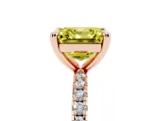 Asscher Cut Petite Pavé Solitaire Engagement Ring Setting for a Fancy Yellow Lab-Grown Diamond | Slim Band | Rose Gold