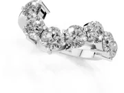 Round Lab-Grown Diamond Prong Set Curved Wedding Band | Wave Stone Line | Sterling Silver