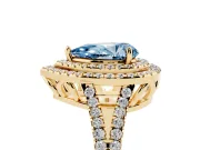 Pear-Shaped Halo Engagement Ring Setting for a Fancy Blue Lab-Grown Diamond | Yellow Gold - Design NV-24799