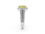 Fancy Yellow Princess Cut Diamond Halo Engagement Ring Set in Silver with Split Shank and Prong Setting