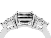 Asscher Cut Cluster Side Stone Engagement Ring Setting for a Black Center | Sterling Silver