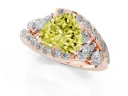 Heart-Shaped Bypass Pavé Engagement Ring Setting for a Fancy Yellow Lab-Grown Diamond | Rose Gold