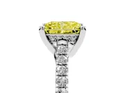 Radiant Cut Hidden Halo Pave Engagement Ring Setting for a Fancy Yellow Lab-Grown Diamond | Claw Prongs | Platinum