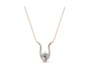 Round Lab-Grown Diamond Open Pavé Frame Pendant Necklace | Pointed U Frame | Rose Gold