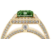 Princess Cut Sectioned Halo Engagement Ring Setting for a Fancy Green Lab-Grown Diamond | Yellow Gold