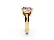 Fancy Pink Oval Cut Diamond Three-Stone Channel Set Ring Set in Yellow gold with Smooth Polished Band