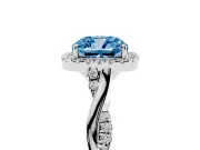 Cushion Cut Twist Halo Engagement Ring Setting for a Fancy Blue Lab-Grown Diamond | Platinum