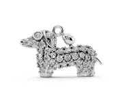 Round Lab-Grown Diamond Dachshund Pendant Necklace | Bell Charm | White Gold