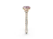 Round Hidden Halo Engagement Ring Setting for a Fancy Pink Lab-Grown Diamond | Pavé Band | Yellow Gold