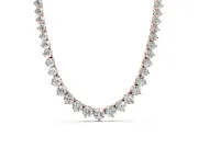 Round Lab-Grown Diamond Graduated Tennis Necklace | Linked Prong Heads | Rose Gold