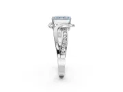 Radiant Cut Bypass Solitaire Engagement Ring Setting for a Fancy Blue Lab-Grown Diamond | Pavé Strands | Sterling Silver