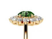 Round Floral Double Halo Engagement Ring Setting for a Fancy Green Lab-Grown Diamond | Plain Band | Yellow Gold