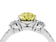 Fancy Yellow Three-Stone Pear Cut Diamond Pavé Band Ring Set in Silver with Prong Setting