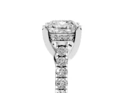 Cushion Cut Hidden Halo Pave Engagement Ring Setting | Claw Prongs | Platinum