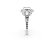 Asscher Cut Double Halo Split Shank Engagement Ring Setting | Pavé Shoulders | Platinum