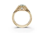 Marquise Vintage Bezel Engagement Ring Setting for a Fancy Green Lab-Grown Diamond | Engraved Band | Yellow Gold