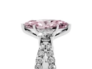 Fancy Pink Marquise Cut Diamond Three-Stone Ring Set in Silver with Pavé Split Shank and Prong Setting