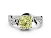 Cushion Cut Bypass Solitaire Engagement Ring Setting for a Fancy Yellow Lab-Grown Diamond | Pavé Strands | Platinum
