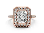 Radiant Cut Halo Engagement Ring Setting | Polished Halo Rim | Rose Gold