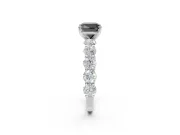 Cushion Cut Side Stone Engagement Ring Setting for a Black Center | White Gold