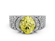 Oval Vintage Pave Engagement Ring Setting for a Fancy Yellow Lab-Grown Diamond | Milgrain Edges | Sterling Silver