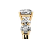 Cushion Cut Five Stone Engagement Ring Setting | Prong Set Side Stones | Yellow Gold