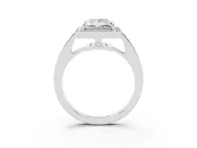 Princess Cut Diamond Halo Pavé Engagement Ring Set in Silver with Bezel Setting