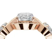 Radiant Cut Three Stone Halo Engagement Ring Setting | Pavé Wave Band | Rose Gold