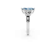 Fancy Blue Marquise Cut Diamond Three-Stone Ring Set in Platinum with Prong Setting and Classic Band