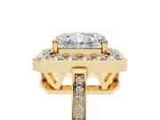 Radiant Cut Halo Engagement Ring Setting | Polished Halo Rim | Yellow Gold