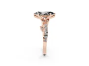 Fancy Black Marquise Cut Diamond Solitaire Leaf-Inspired Ring Set in Rose gold with Pavé Band and Prong Setting