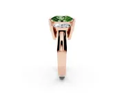 Fancy Green Oval Cut Diamond Three-Stone Channel Set Ring Set in Rose gold with Smooth Polished Band