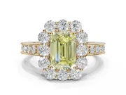 Emerald Cut Vintage Halo Engagement Ring Setting for a Fancy Yellow Lab-Grown Diamond | Yellow Gold