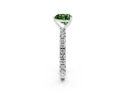 Fancy Green Heart Cut Diamond Pavé Solitaire Ring Set in Silver with Round Band and Prong Setting