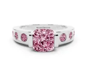 Cushion Cut Tension Style Engagement Ring Setting for a Fancy Pink Lab-Grown Diamond | White Gold