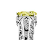 Fancy Yellow Pear Cut Diamond Vintage-Inspired Milgrain Ring Set in Silver with Accent Split Shank